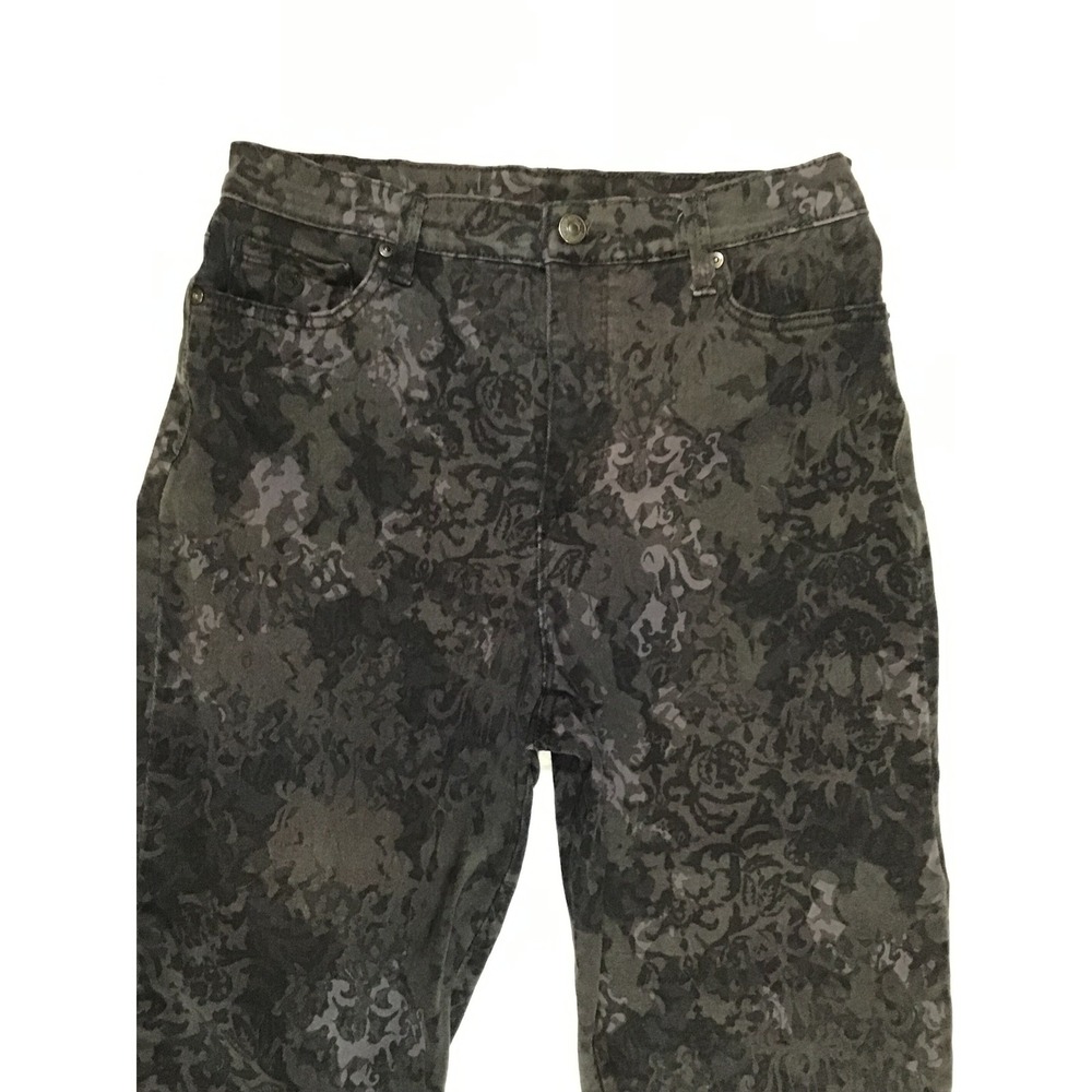Gloria Vanderbilt Amanda Jeans Womens 6 Charcoal Gray Damask Floral High Rise - Picture 3 of 5